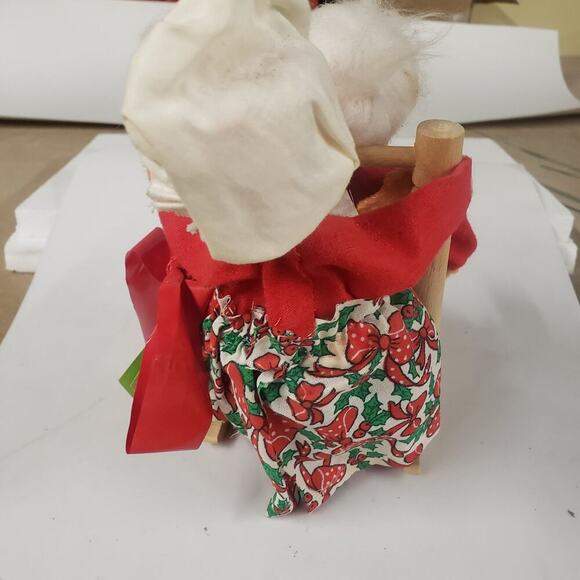 Christmas VTG 1963 Annalee Doll Mr. and Mrs. Claus in a Rocking Chair - Picture 4 of 9